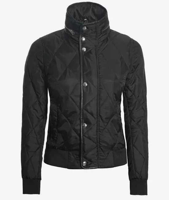 Womens Black Quilted Jacket - Tailored Fit Outerwear