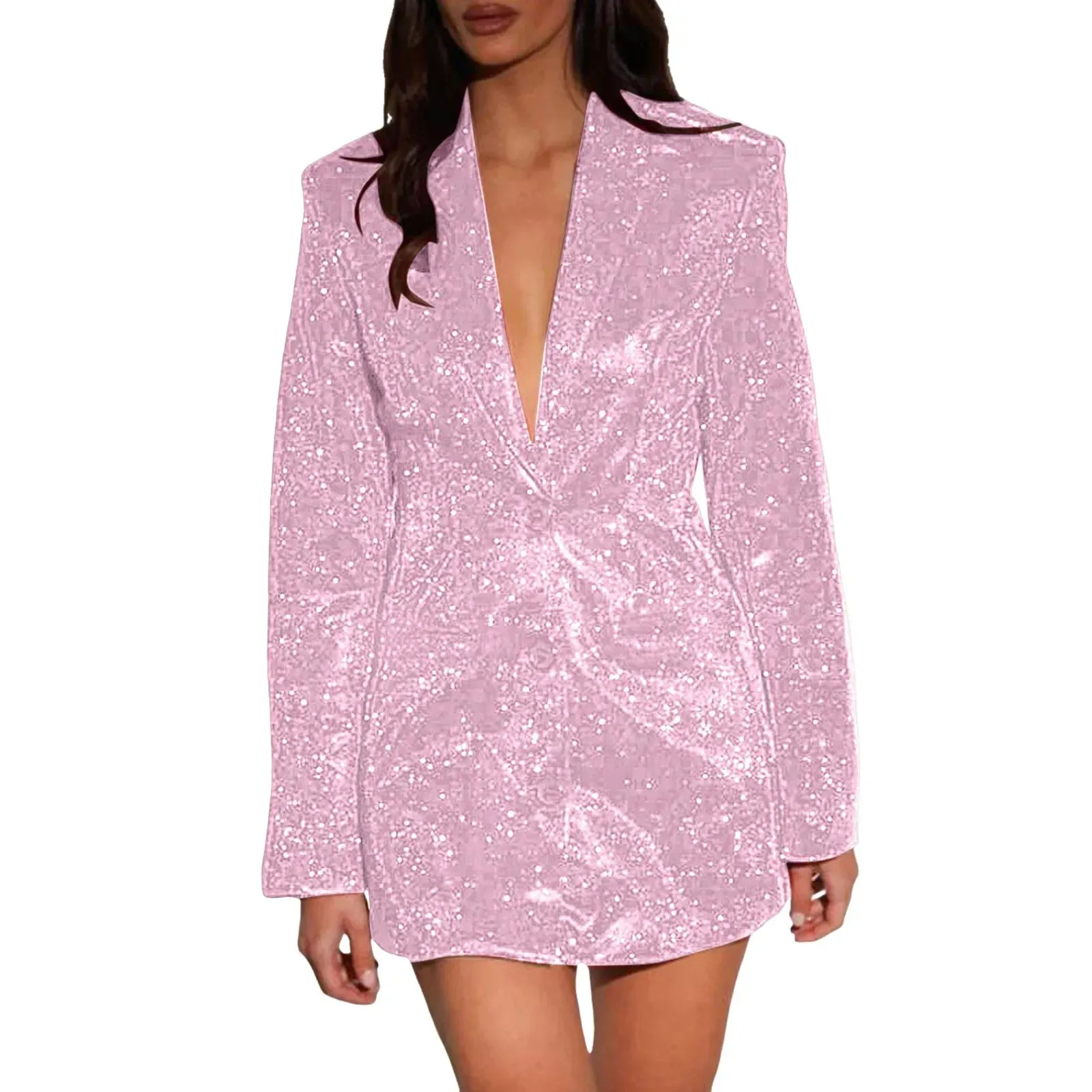 Women's Elegant Sequin Blazer Slim Fit Glitter Party Jacket