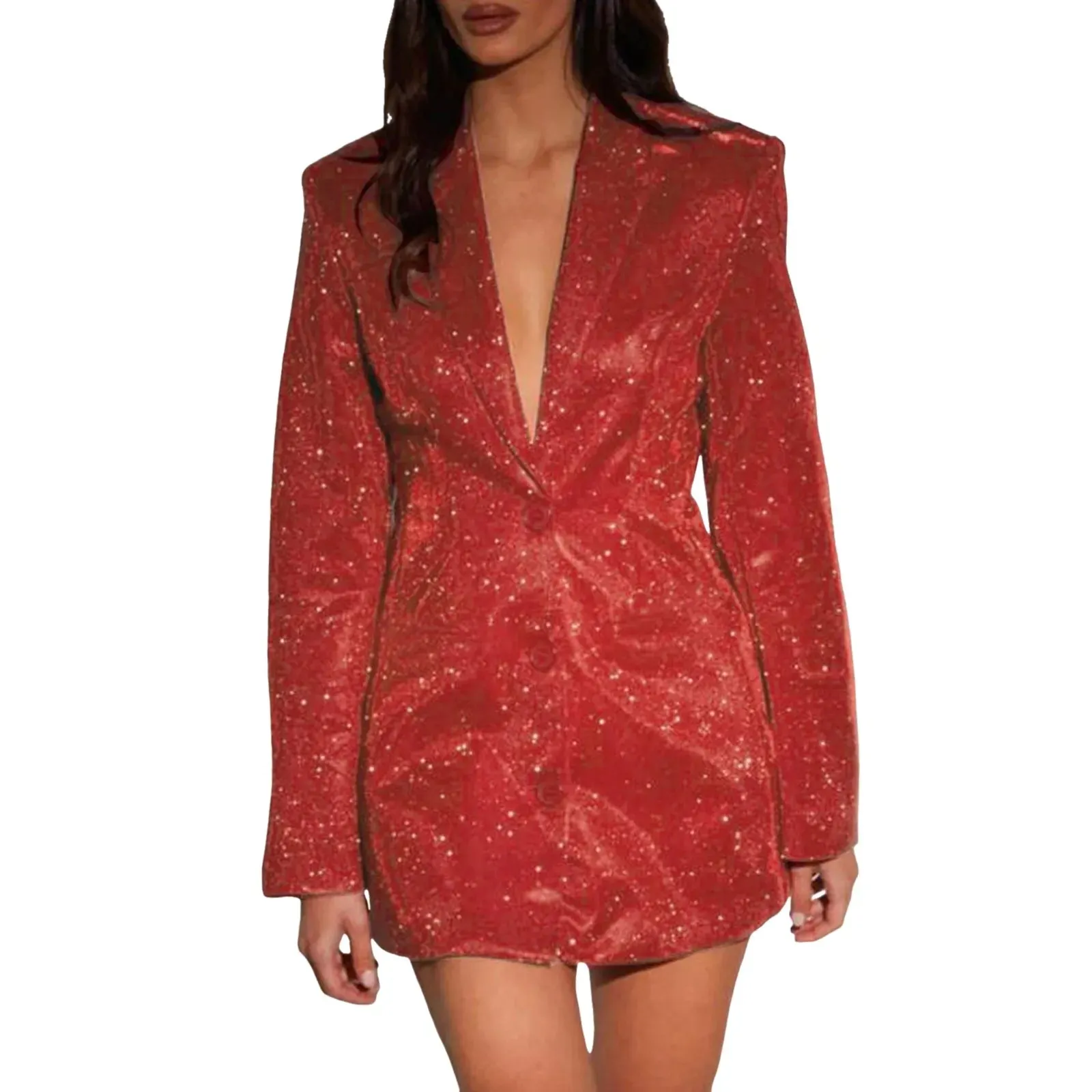 Women's Elegant Sequin Blazer Slim Fit Glitter Party Jacket