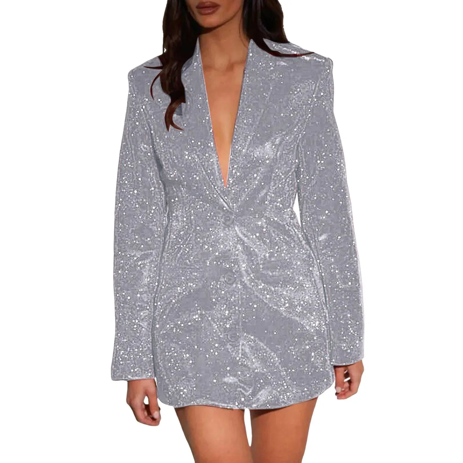Women's Elegant Sequin Blazer Slim Fit Glitter Party Jacket