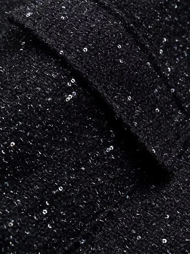 Women's Shiny Sequin Y2k Stand Collar Long Sleeve Short Jacket
