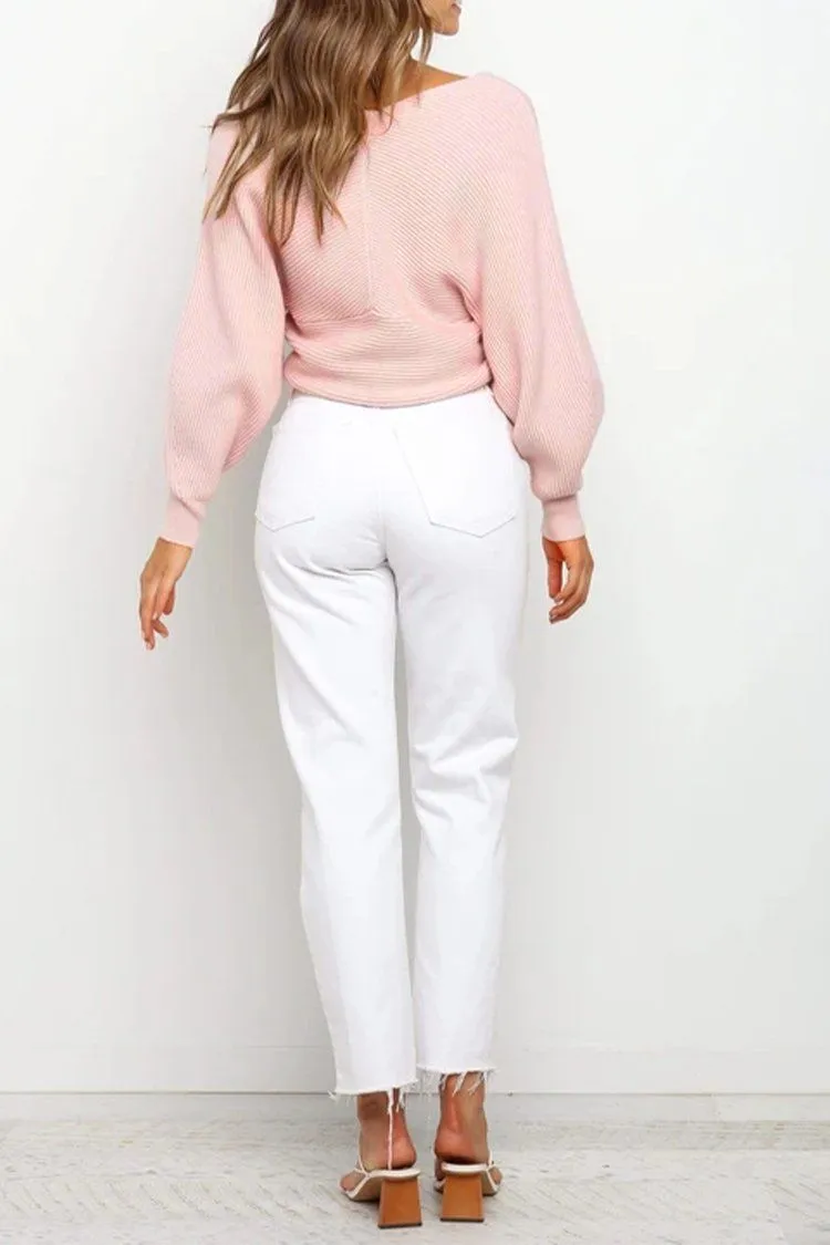 Women’s V Neck Off Shoulder Oversized Sweater