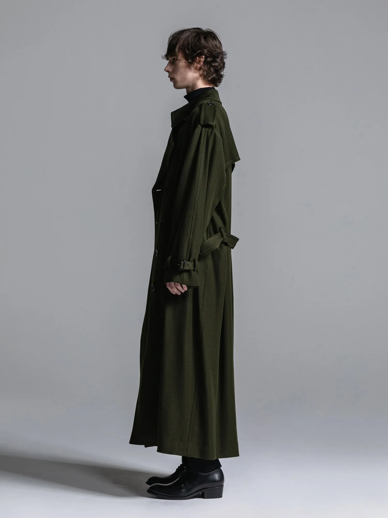 WOOL GABARDINE OVERSIZED MAXI TRENCH COAT [2025S/S]