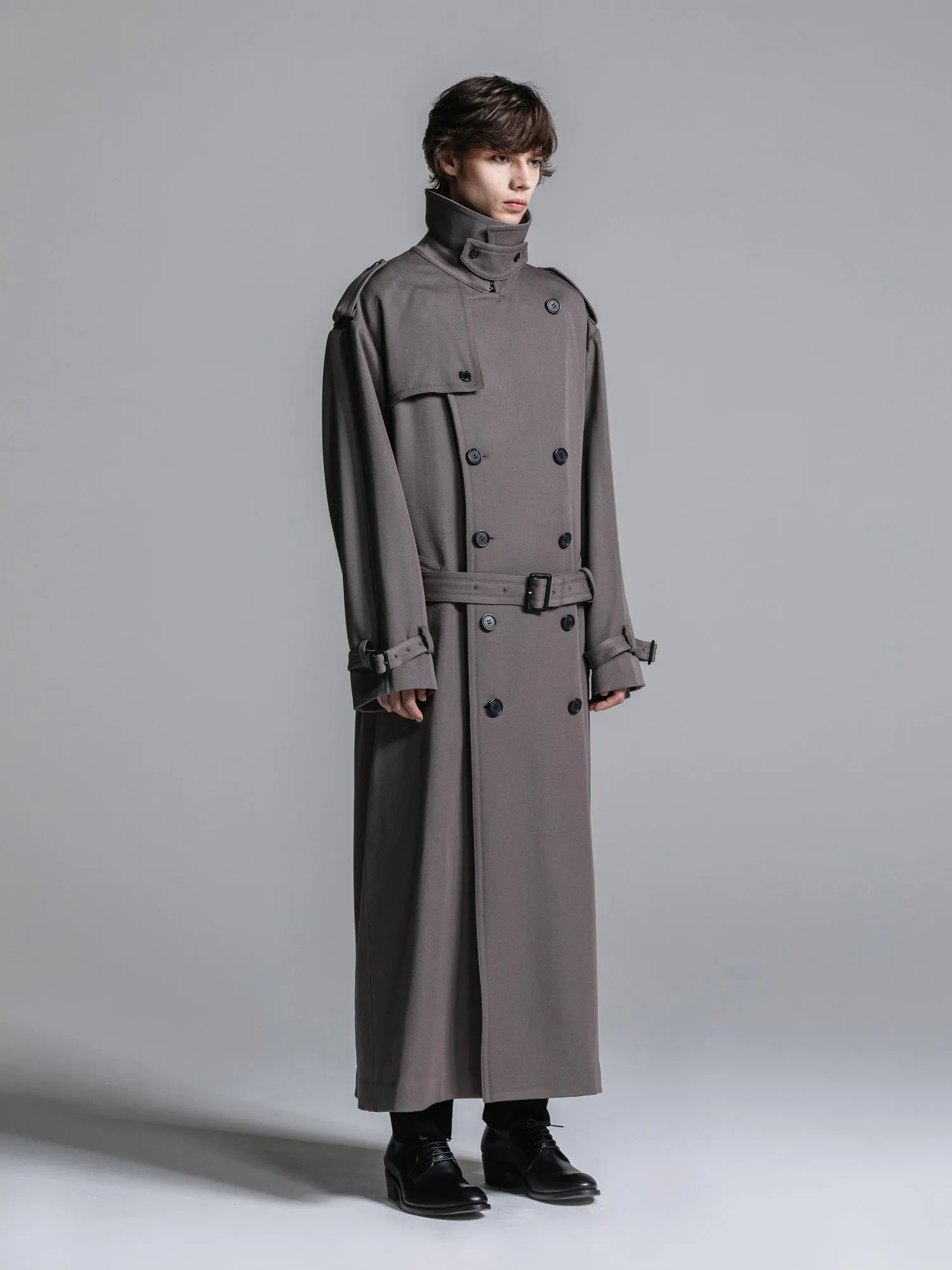 WOOL GABARDINE OVERSIZED MAXI TRENCH COAT [2025S/S]