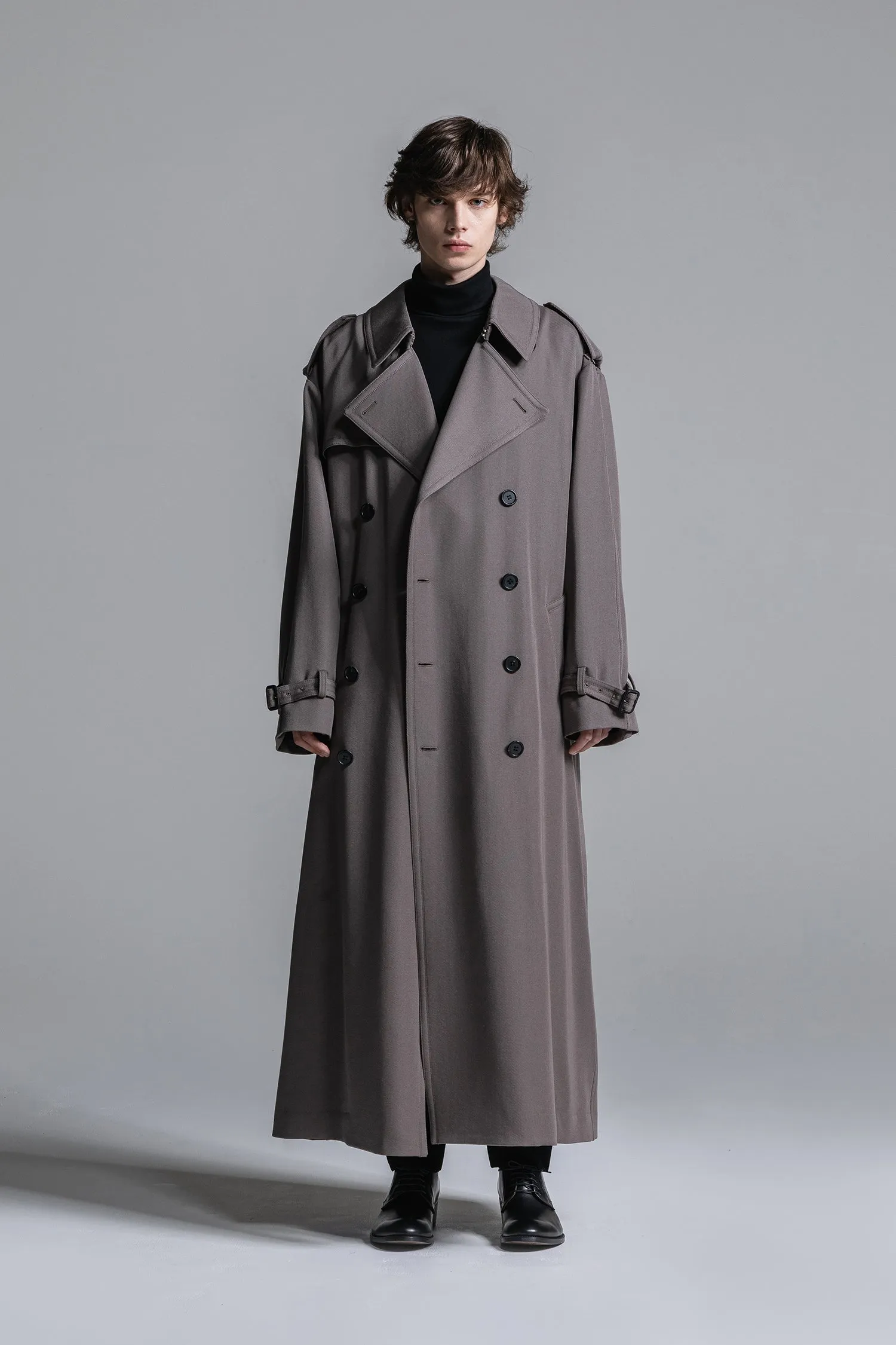 WOOL GABARDINE OVERSIZED MAXI TRENCH COAT [2025S/S]