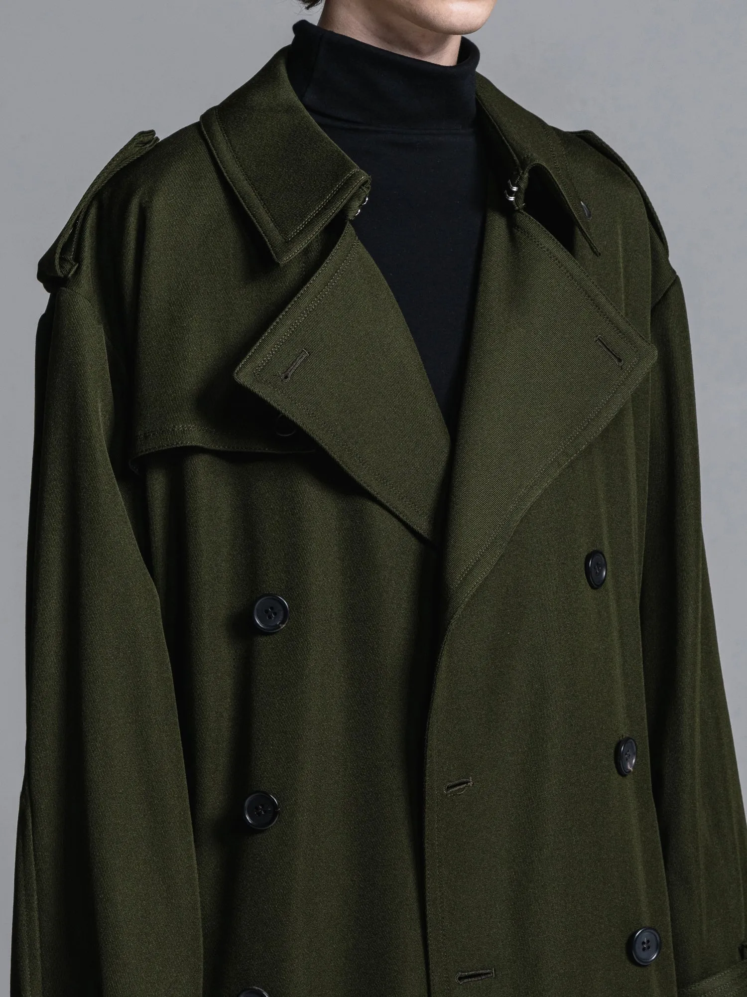 WOOL GABARDINE OVERSIZED MAXI TRENCH COAT [2025S/S]