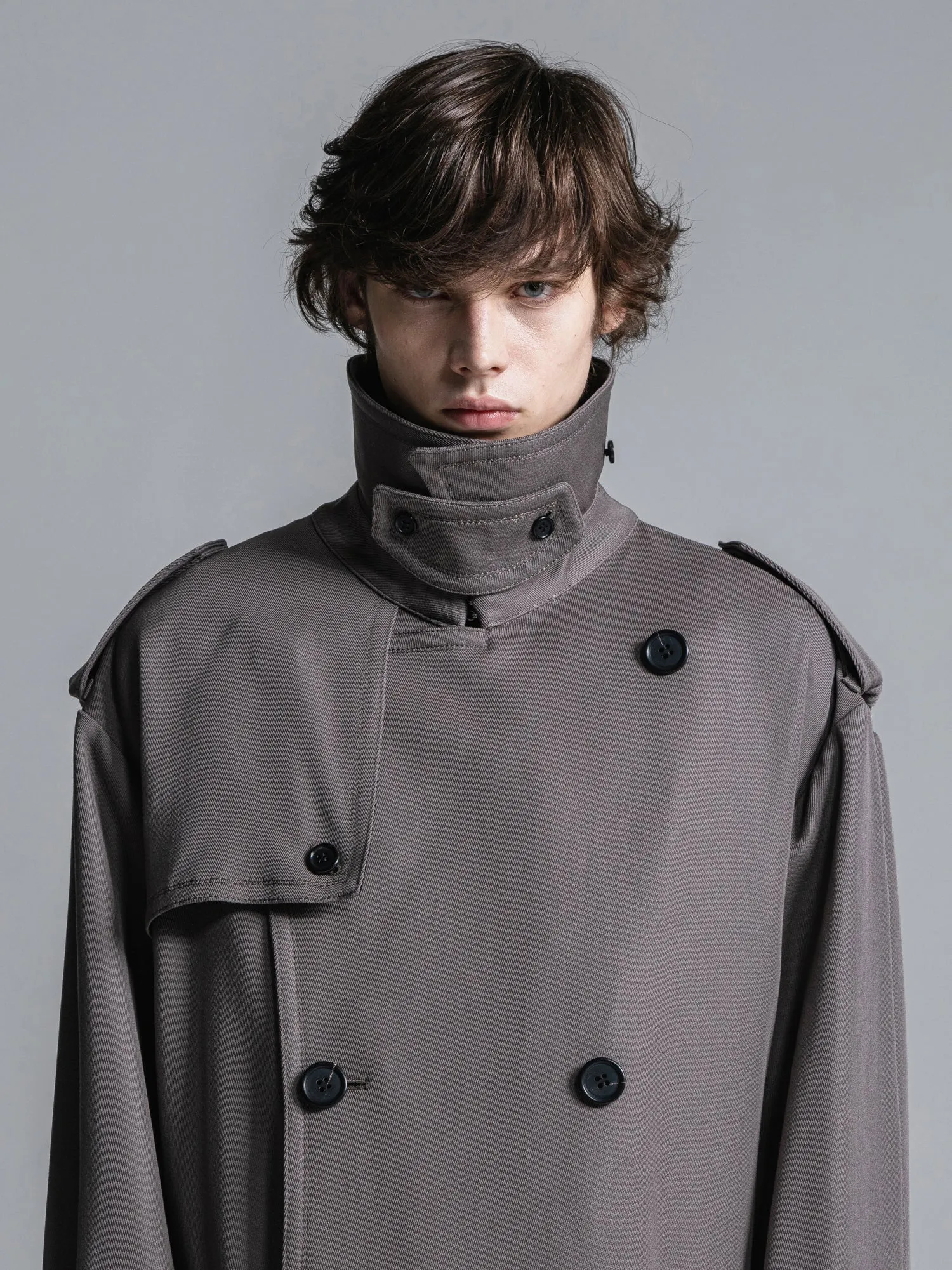 WOOL GABARDINE OVERSIZED MAXI TRENCH COAT [2025S/S]