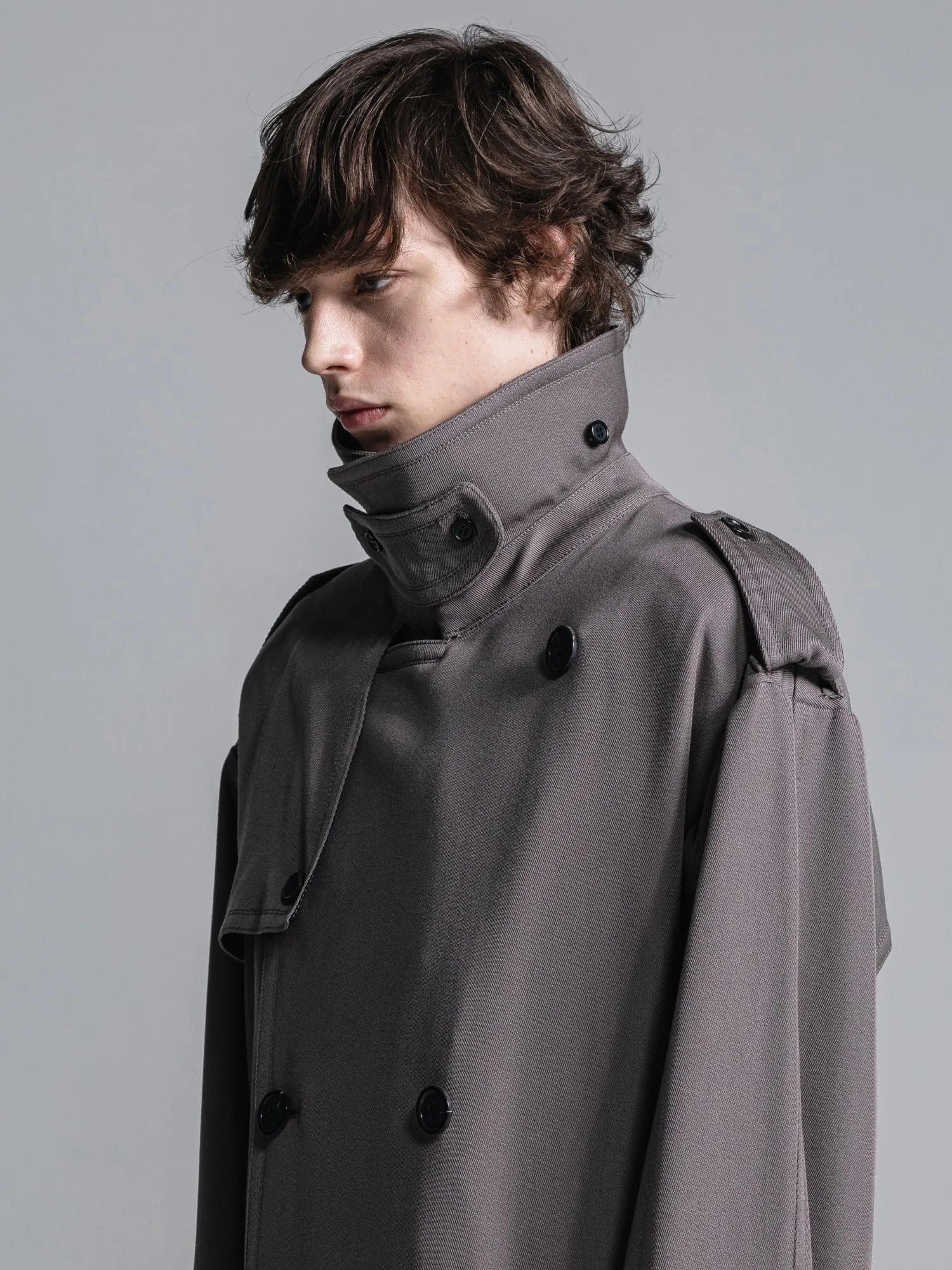 WOOL GABARDINE OVERSIZED MAXI TRENCH COAT [2025S/S]