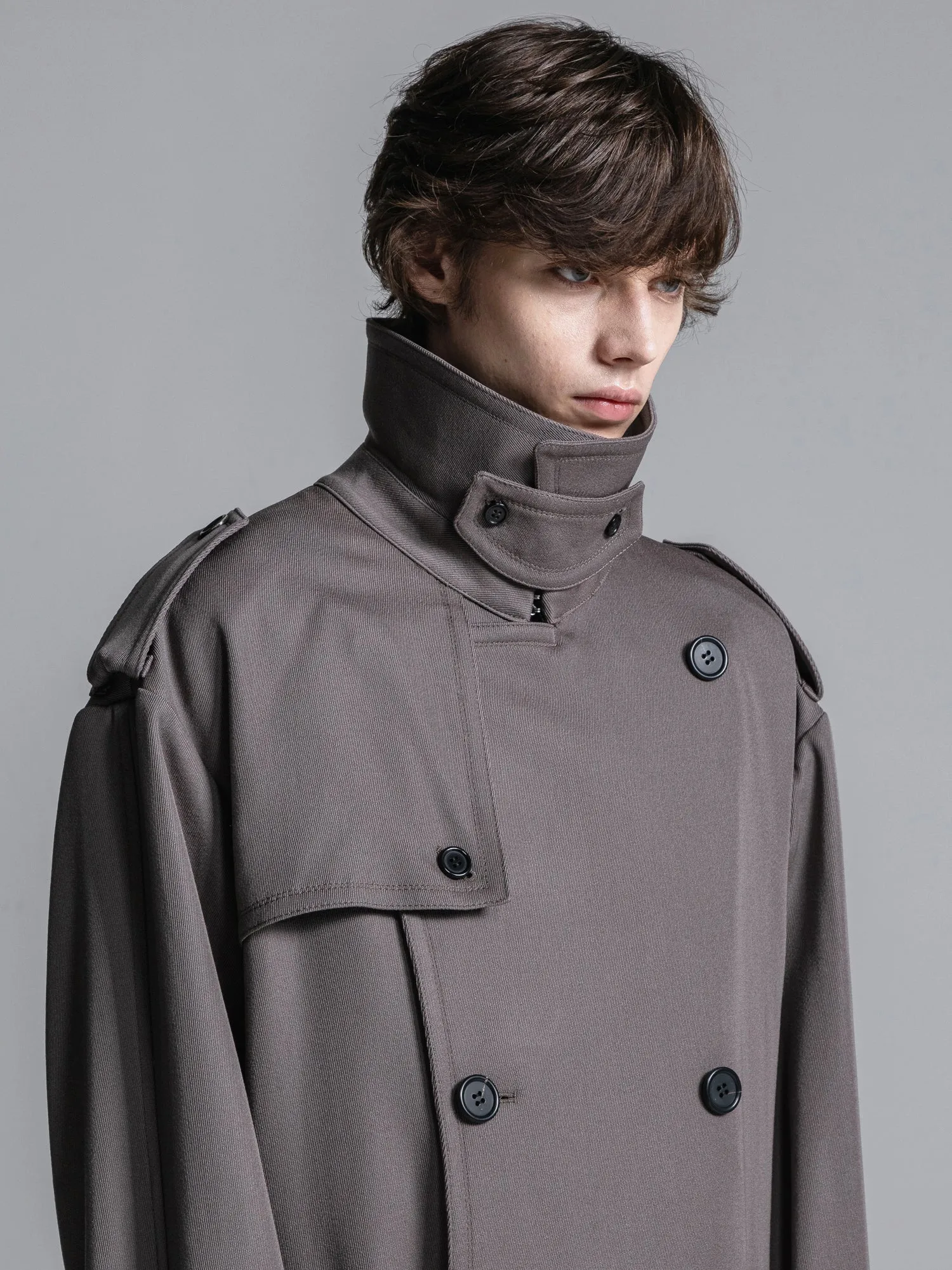 WOOL GABARDINE OVERSIZED MAXI TRENCH COAT [2025S/S]