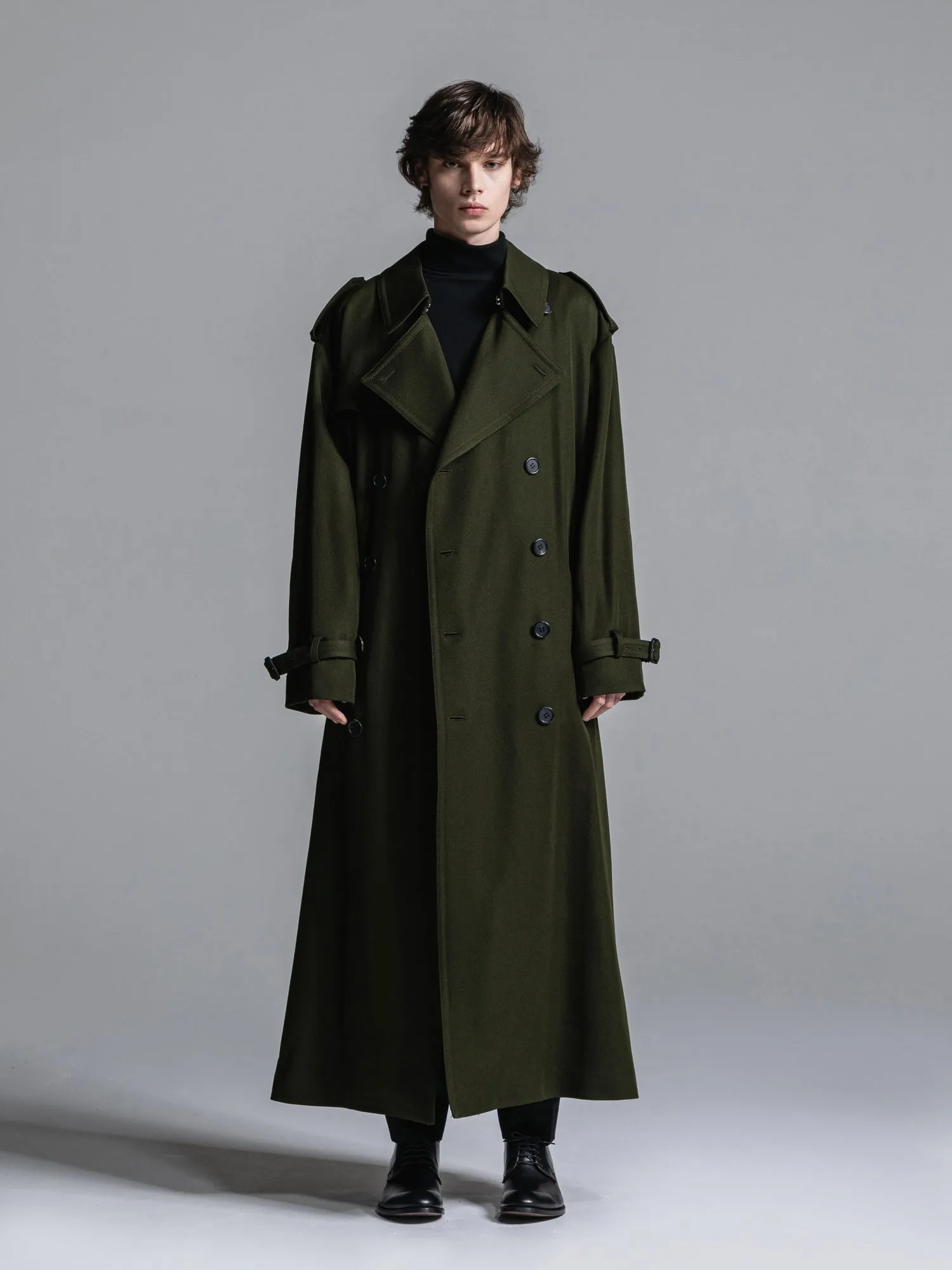 WOOL GABARDINE OVERSIZED MAXI TRENCH COAT [2025S/S]