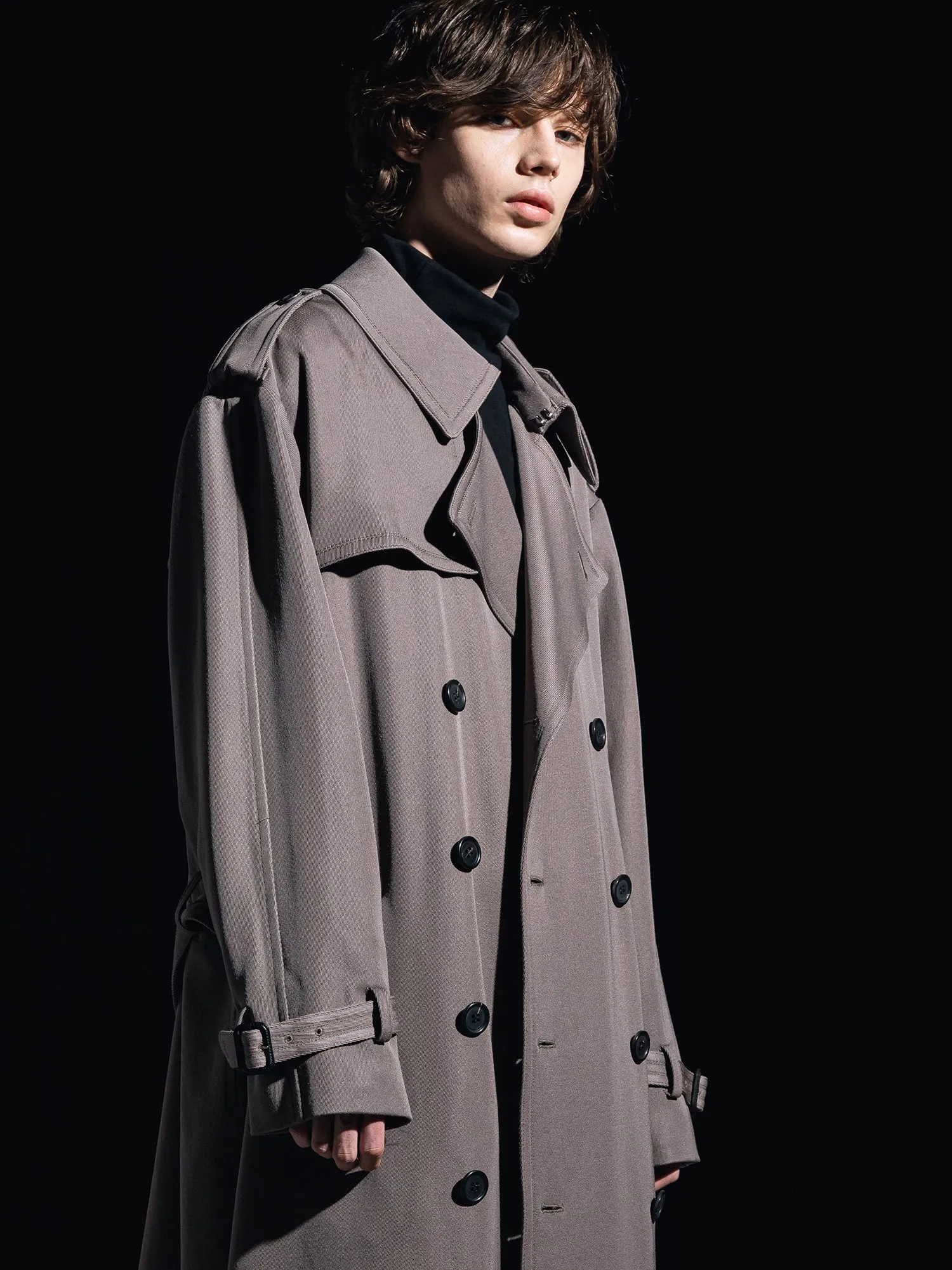 WOOL GABARDINE OVERSIZED MAXI TRENCH COAT [2025S/S]