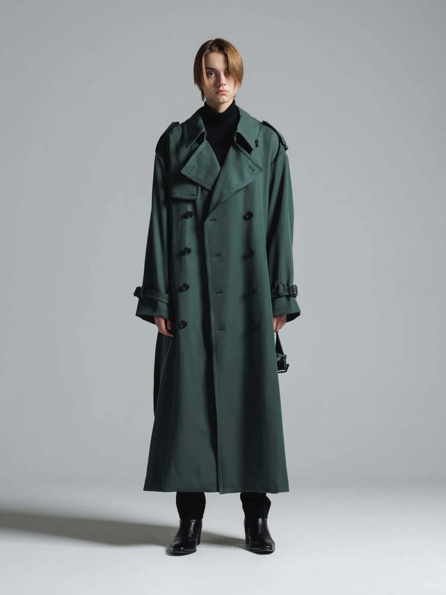 WOOL GABARDINE OVERSIZED MAXI TRENCH COAT [2025S/S]
