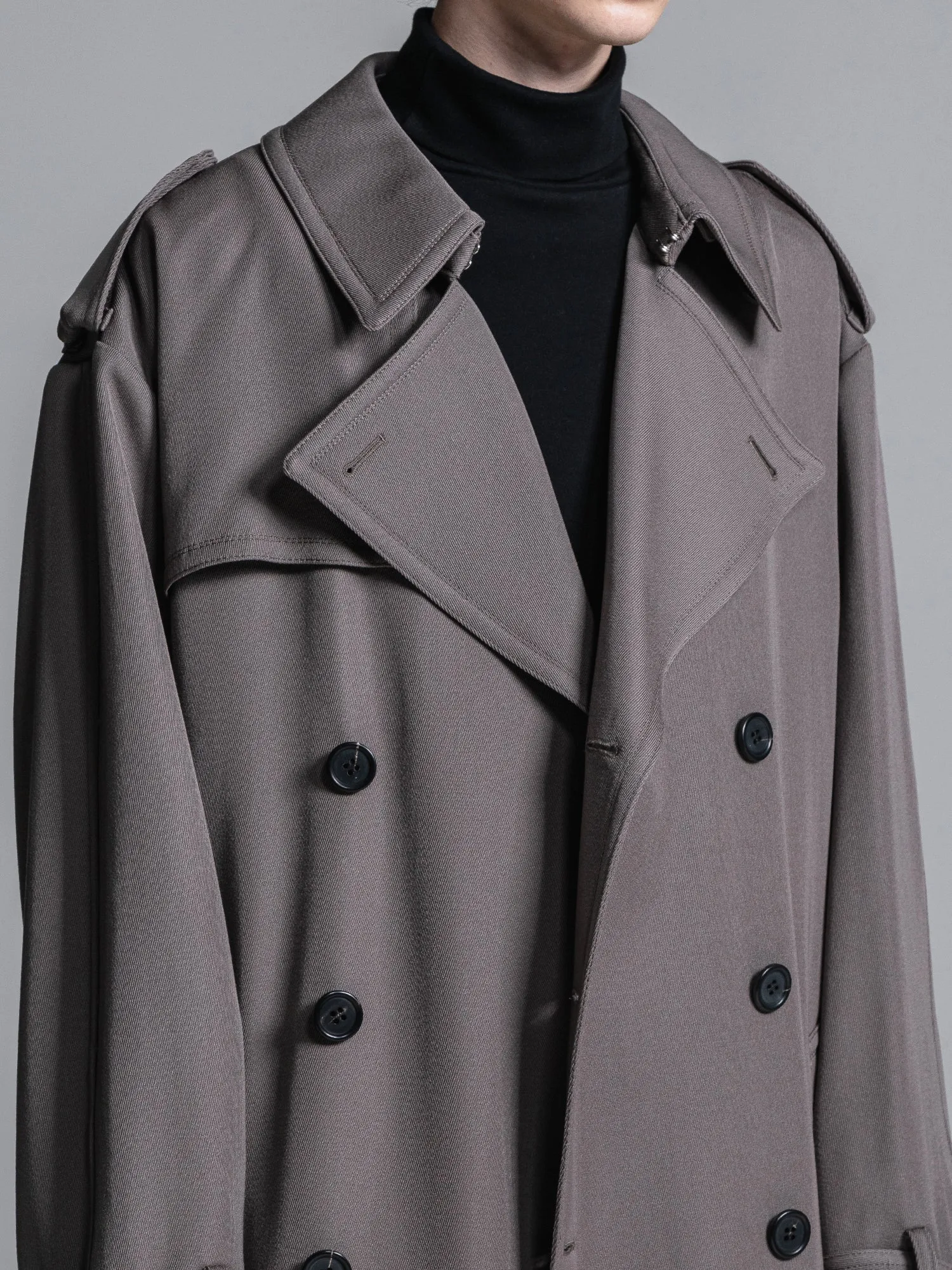 WOOL GABARDINE OVERSIZED MAXI TRENCH COAT [2025S/S]