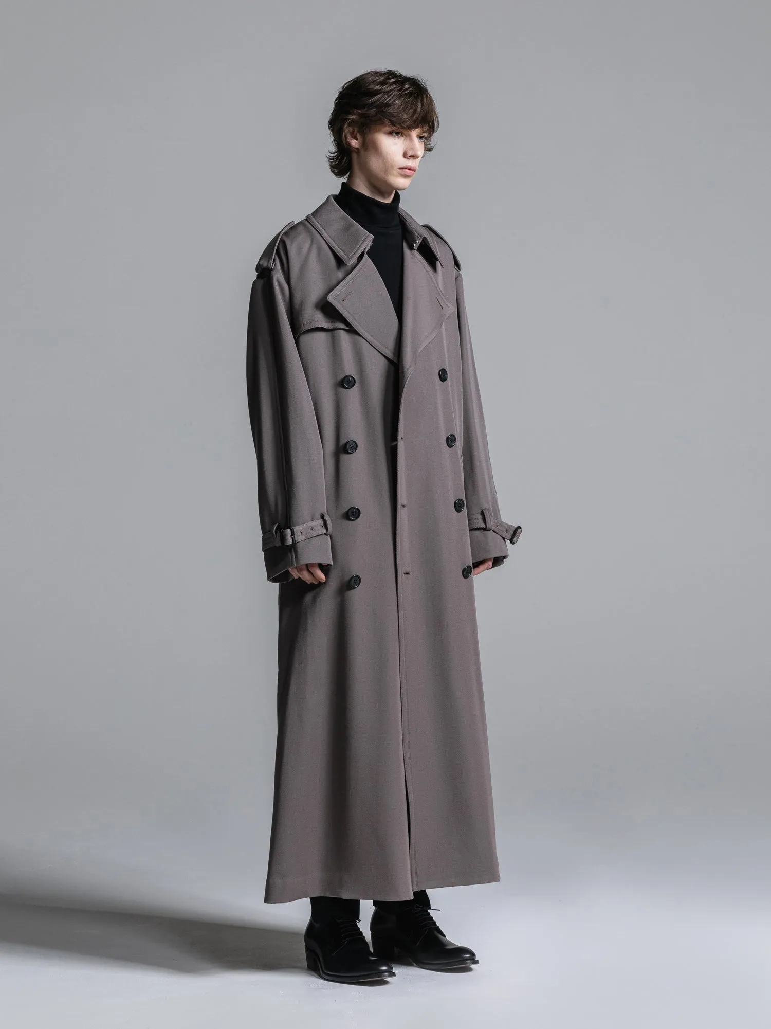 WOOL GABARDINE OVERSIZED MAXI TRENCH COAT [2025S/S]