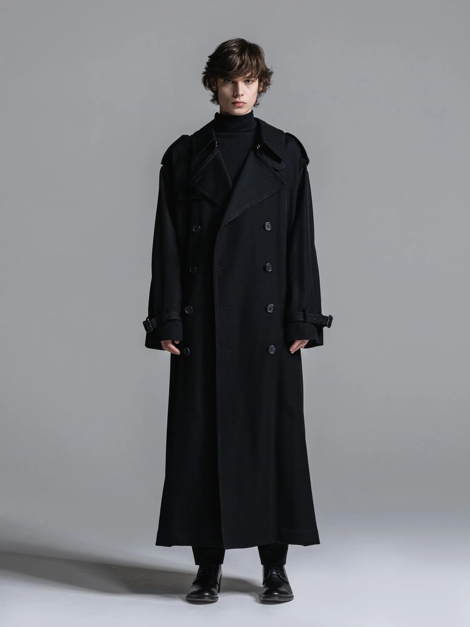WOOL GABARDINE OVERSIZED MAXI TRENCH COAT [2025S/S]