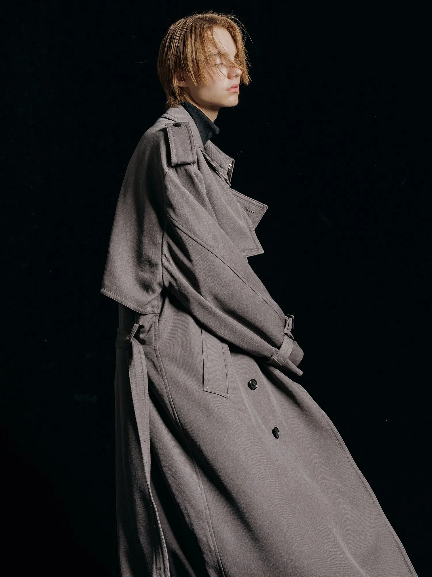 WOOL GABARDINE OVERSIZED MAXI TRENCH COAT [2025S/S]