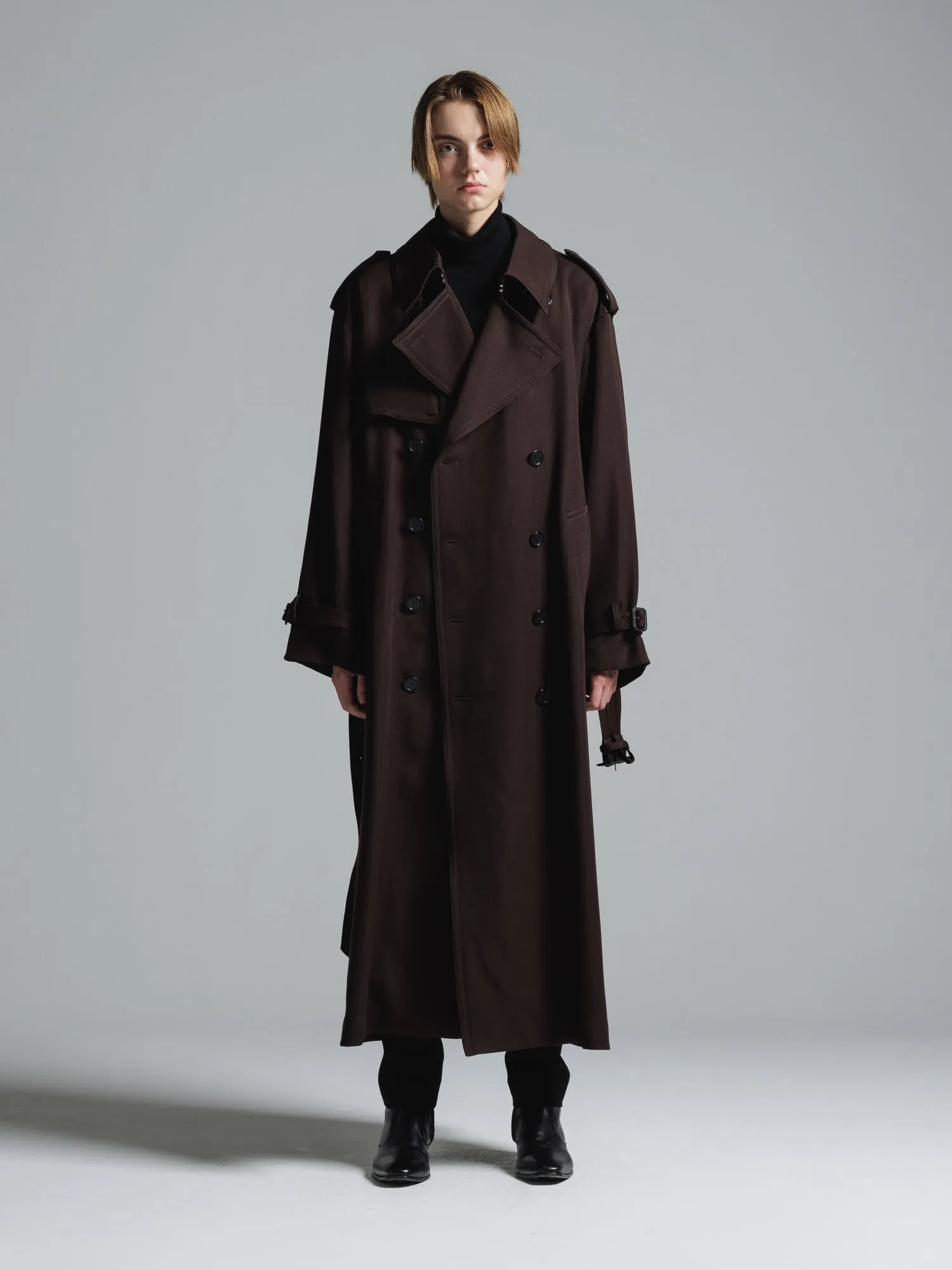 WOOL GABARDINE OVERSIZED MAXI TRENCH COAT [2025S/S]