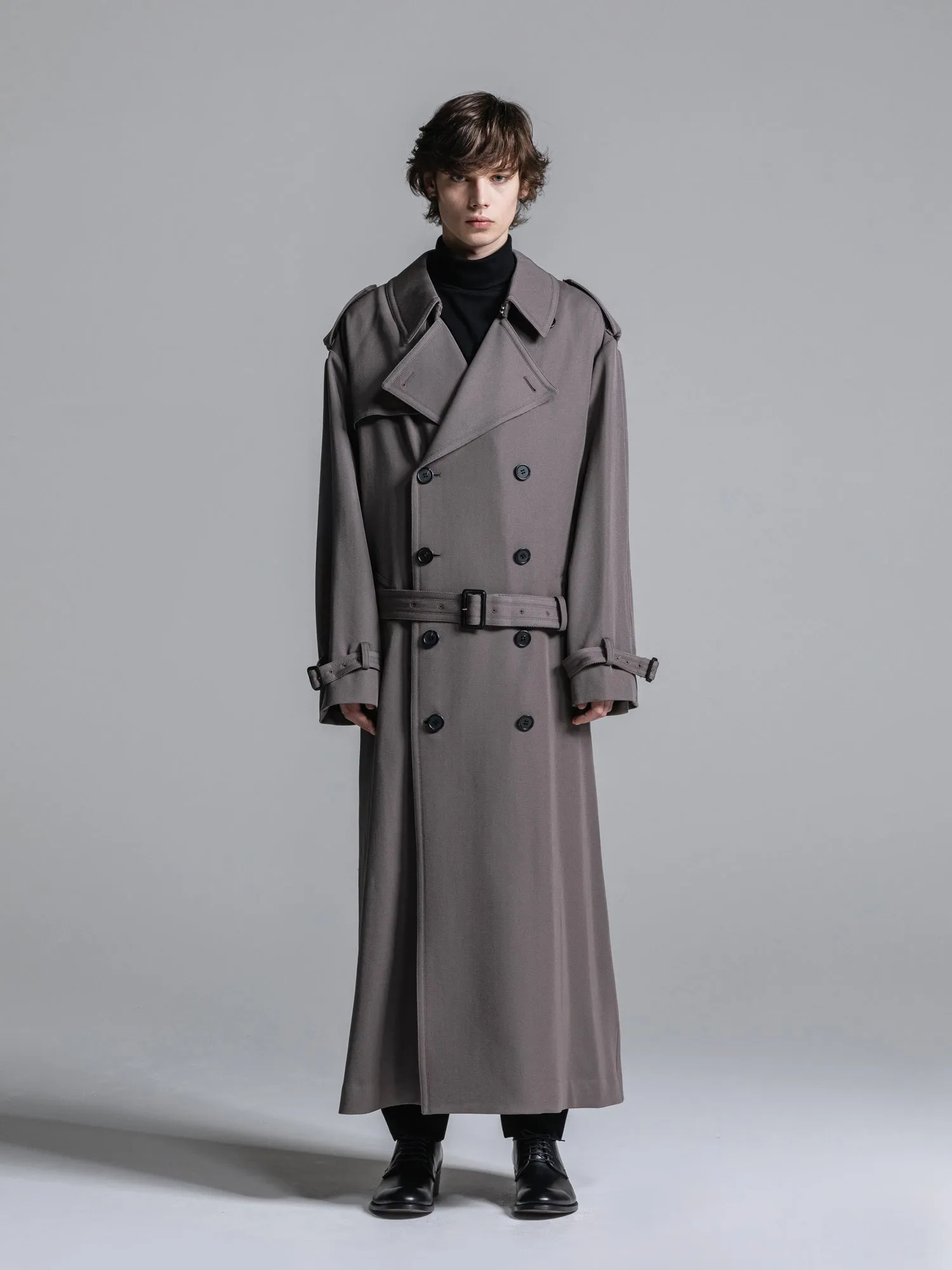WOOL GABARDINE OVERSIZED MAXI TRENCH COAT [2025S/S]
