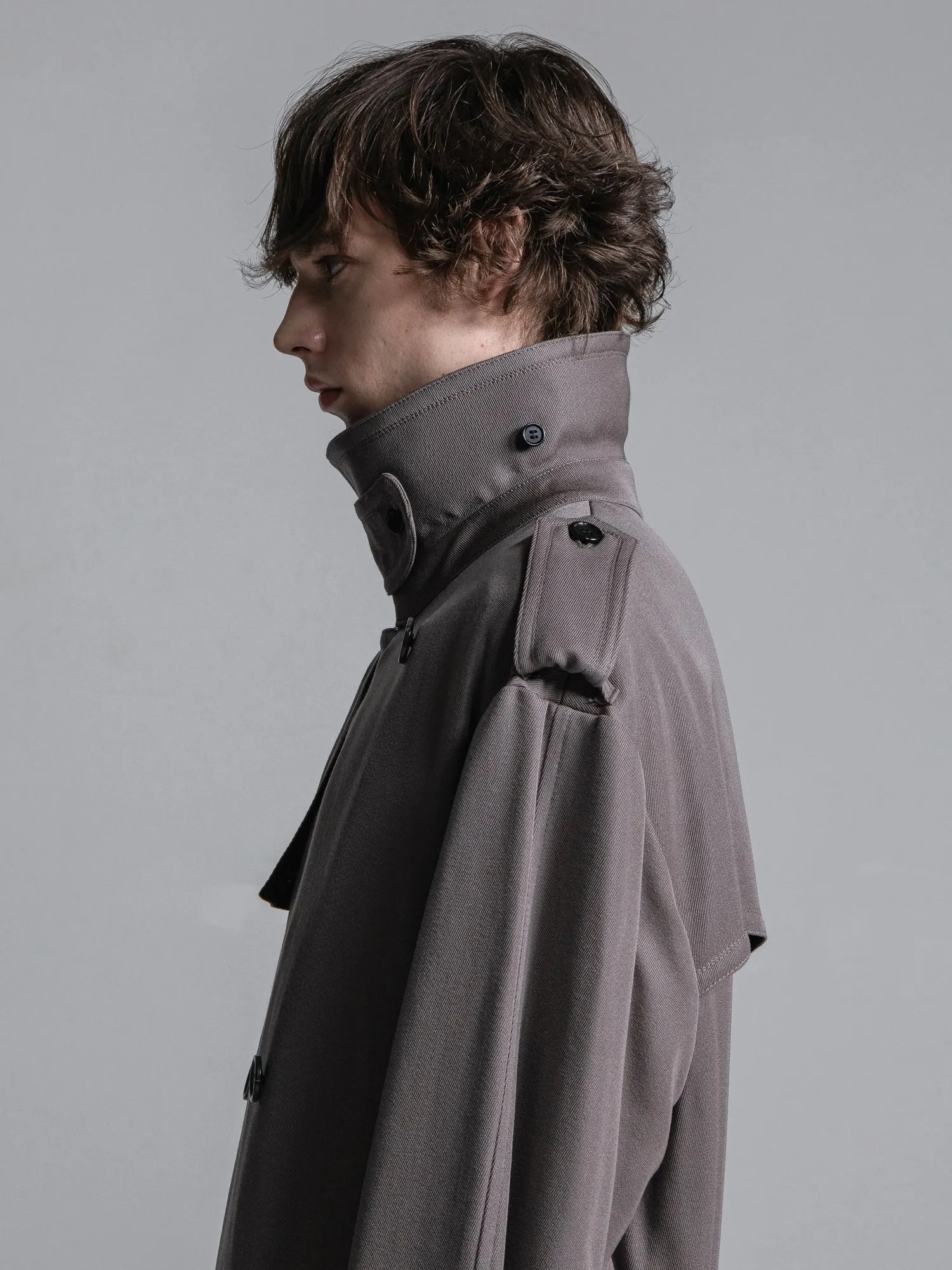 WOOL GABARDINE OVERSIZED MAXI TRENCH COAT [2025S/S]