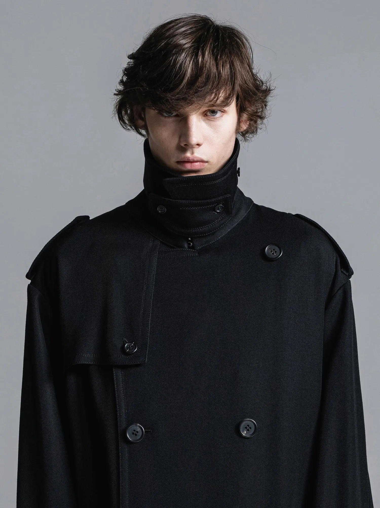 WOOL GABARDINE OVERSIZED MAXI TRENCH COAT [2025S/S]