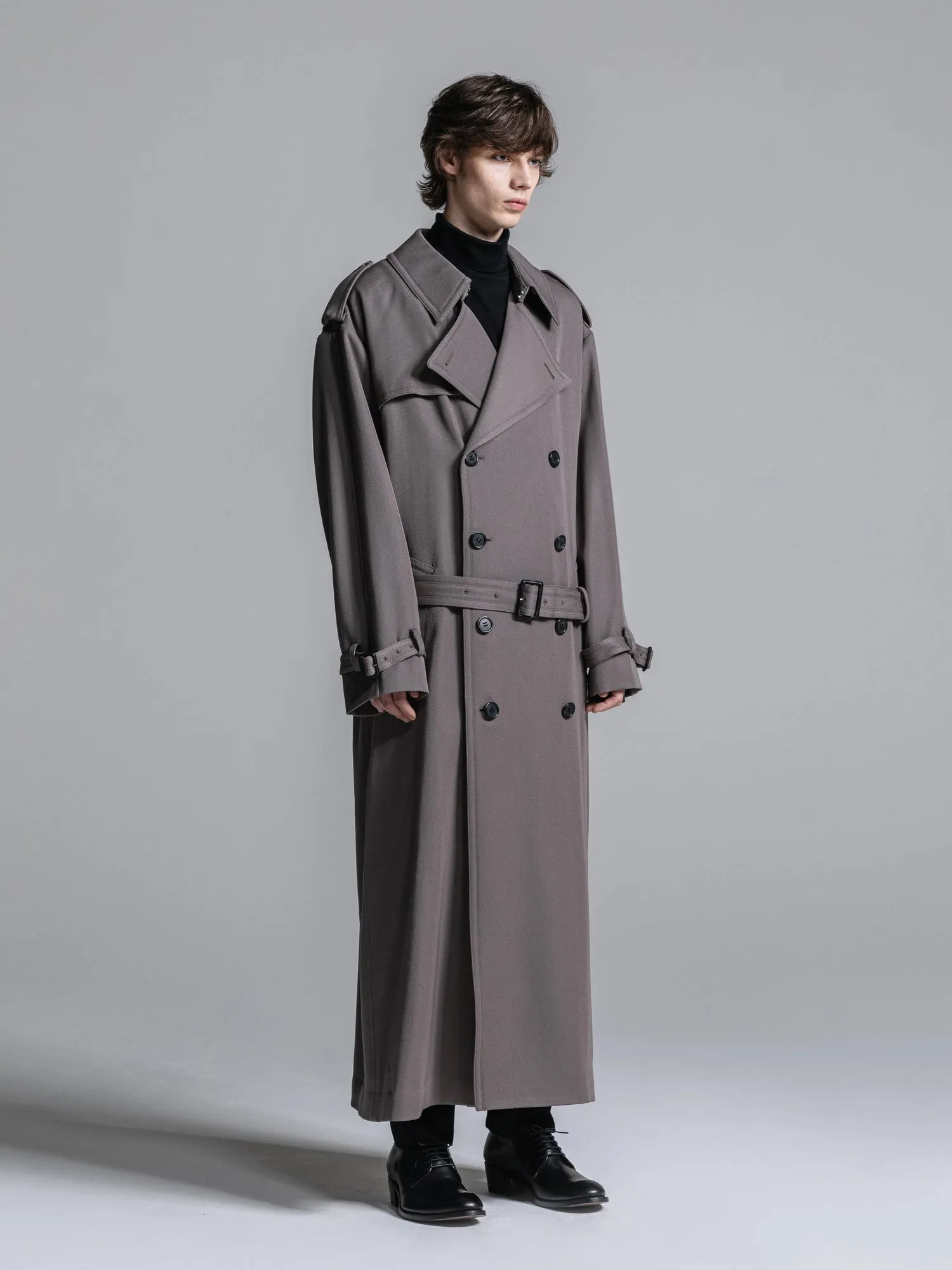 WOOL GABARDINE OVERSIZED MAXI TRENCH COAT [2025S/S]