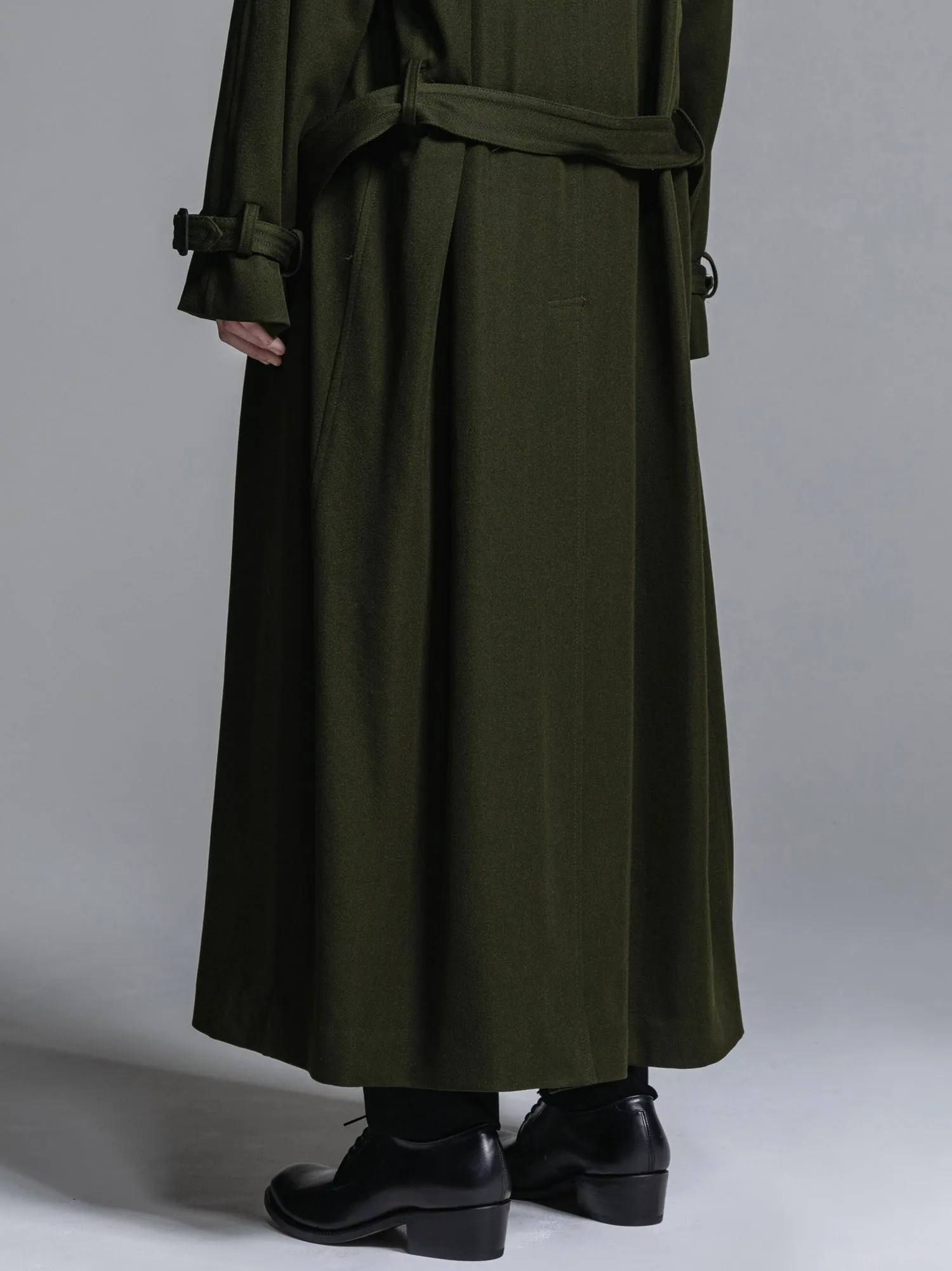 WOOL GABARDINE OVERSIZED MAXI TRENCH COAT [2025S/S]